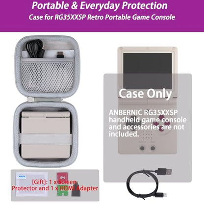 Khanka Hard Case for Anbernic RG Rotate/RG34XXSP/RG35XXSP Retro,White | EVA Hard Shell, Hand Strap Portability, Soft Interior Lining, Secure Custom Fit, Smooth Zipper Opening, Protective Case Only - style: White