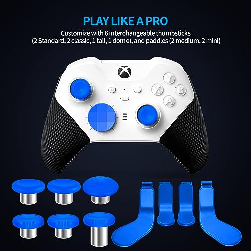 Complete Component Pack for Elite Controller Series 2 - Accessories Replacement Parts Repair Kit with Storage Case, Charging Dock and Charger Cable, 6 Thumbsticks, 4 Paddles, 1 D-Pad - color: Blue
