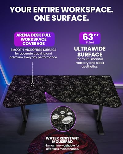 Arozzi Arena Gaming Desk Pad D010 | Full Desk Mouse Pad, Washable Desk Mat, Anti-Slip Rubber Base, Water-Resistant Surface - color: D010