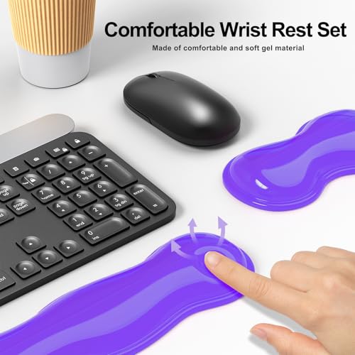 MOKURU Gel Keyboard and Mouse Wrist Rest Set, Comfort Ergonomic Wrist Support, for Wrist Pain Relief, Computer Keyboard Wrist Rest (Purple) - color: Purple