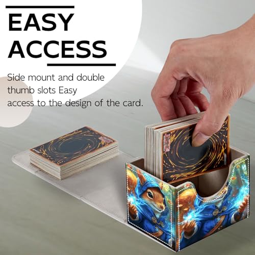 Trading Card Storage Box, Holds 100+ for MTG Cards, Premium PU Leather with Magnetic Closure, Squirrel Mage With Blue Magic Durable Deck Box for Magic the Gathering, Trading Card Games - color: Squirrel Mage With Blue Magic