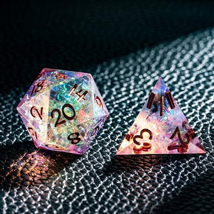 7PCS DND Dice Set,Transparent Sharp Edge Dice Set D&D RPG Polyhedral Die,for Dungeons and Dragons TTRPG Games Roleplaying Games Pathfinder,with Gift Box(Purple and Orange) - color: Purple and Orange