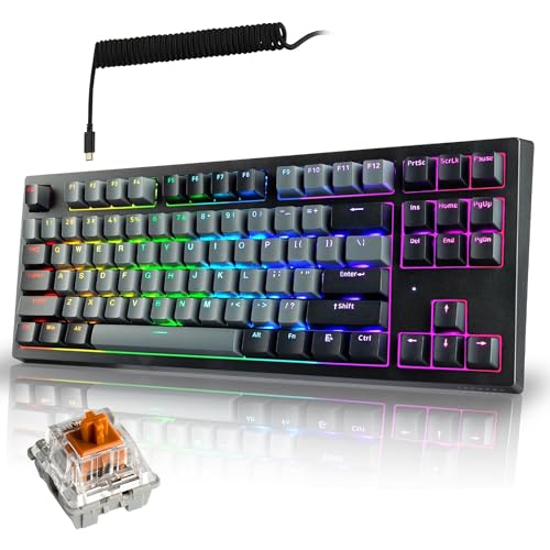 TECWARE Phantom+ Elite 87 Key RGB Mechanical Gaming Keyboard | 3-Mode Wireless Bluetooth 5.0, 2.4GHz & USB-C Wired | Hot-Swappable 5-Pin | Double-Shot PBT Keycaps | Wraith Brown Switch - Black - color: Brown Switch, size: Phantom+ Elite 87 | Black