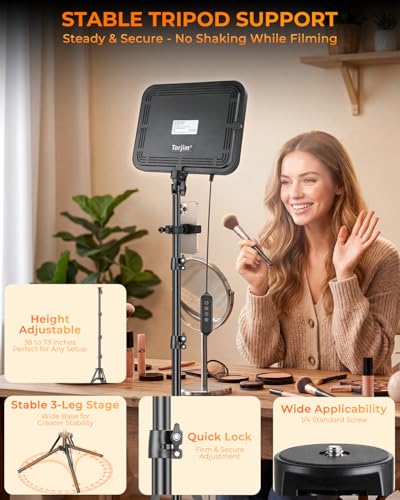 Torjim 12 Inch Video Light Kit for Creators, 30W High Brightness Studio Lights with Tripod Stand & Phone Holder, 3000-6500K Adjustable Photography Lighting for Clearer YouTube Streaming Home Studio - size: 12 inch
