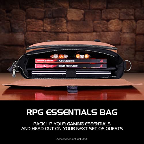 ENHANCE Collector's Edition RPG Player's Essentials DND Bag - Dragon Hide Exterior Messenger Bag Fits 2-4 Books, Binders, Dice & Accessories, with 17 inch Laptop Slot, Battlemap Straps (Dragon Pink) - color: Dragon Pink