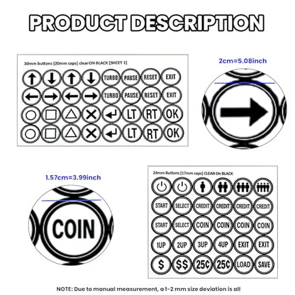 Arcade Game Button Stickers Set 24mm/30mm Die-Cut Labels Compatible with Arcade Machine and Fight Stick Customization - color: Game Button Labels Stickers* 4 Pcs
