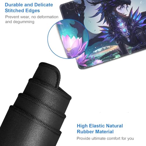 for MTG Game Playmat - 24 x 14 inches with Dices and Storage Bags, Non-Slip Base for TCG and Board Game Card Mats, Trading Card Games Mat, Enchanted Dragon Pattern Collectible Card Playmats - color: Jv-playmat-p7-1-d101