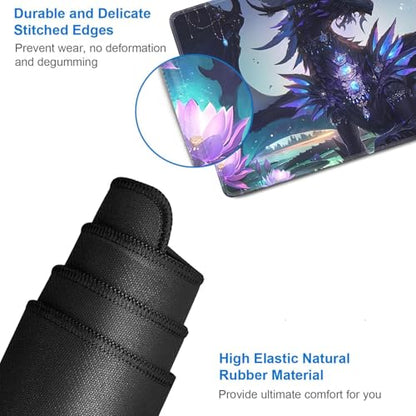 for MTG Game Playmat - 24 x 14 inches with Dices and Storage Bags, Non-Slip Base for TCG and Board Game Card Mats, Trading Card Games Mat, Enchanted Dragon Pattern Collectible Card Playmats - color: Jv-playmat-p7-1-d101