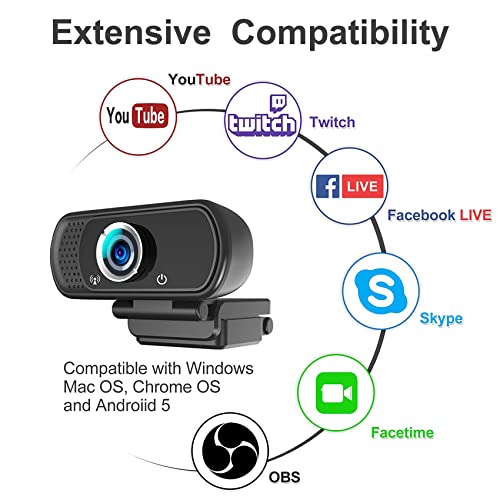 1080P Webcam with Microphone,Web Camera for Desktop Computer Laptop | Wide Angle Webcam With Tripod/Privacy Cover,110°FOV,Plug and Play USB Camera for PC Laptop Mac Zoom Conference Game Streaming - color: 1080P webcam