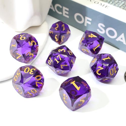 XENOLUX DND Dice Set Polyhedral Resin Dice with Softened Edges for Tabletop Role Playing Games, Deep Purple Diamond Cut Gemstone Shape Dice - RD Purple - color: Rd-purple