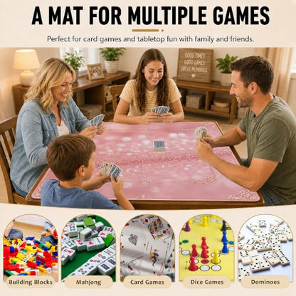 Pink Sparkle Mahjong Mat for Table 31.5''x31.5'', Non-Slip Noise Reduction Mah Jongg Mats with Carrying Bag for American Mahjong, Poker, Board Games, Card Games & Dominoes - color: Pink Sparkle