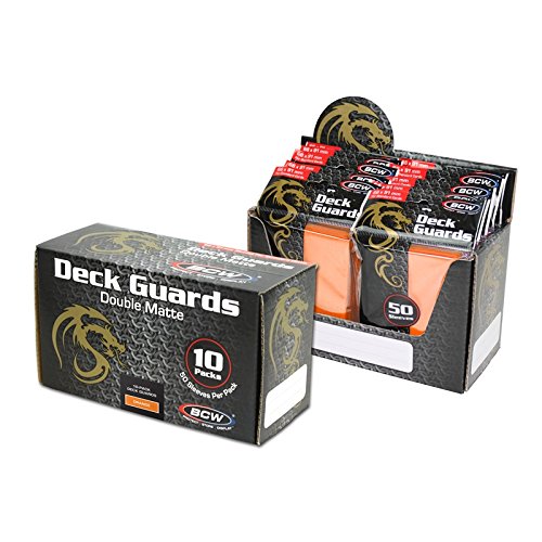 BCW Deck Guard - Double Matte Orange Card Sleeves | Acid-Free, Archival-Safe, No PVC | Anti-Glare Matte Finish | Fits Standard 2½" x 3½" Game Cards | Durable Deck Protector Sleeves | 50 Ct - color: Orange