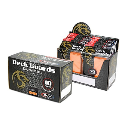 BCW Deck Guard - Double Matte Orange Card Sleeves | Acid-Free, Archival-Safe, No PVC | Anti-Glare Matte Finish | Fits Standard 2½" x 3½" Game Cards | Durable Deck Protector Sleeves | 50 Ct - color: Orange