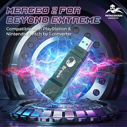 Brook Wingman XE2 Wireless Controller Adapter [Exclusive Version] 2-in 1 Converter for PS5, PS4, Xbox Series, NS, NS 2 & PC Supports Turbo, Remap, Lag-Free Play Includes Keychain