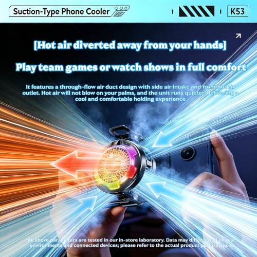 Magnetic Phone Cooler for Gaming, Cell iPhone Cooling Fan Hot Weather, Portable RGB Mobile Enfriador para Celular Case, Ventilador para Telefono ipad Keep Phone Cool, for iPhone/Android Series Phone