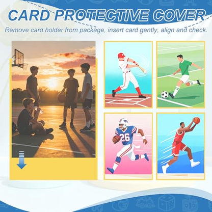 Matte Card Sleeves, Trading Card Sleeves Deck Protectors Perfect for Trading Cards & Baseball & Sports & Magic Gathering & Magic Game Cards (White/Blue, 100 Pcs) - color: White/Blue