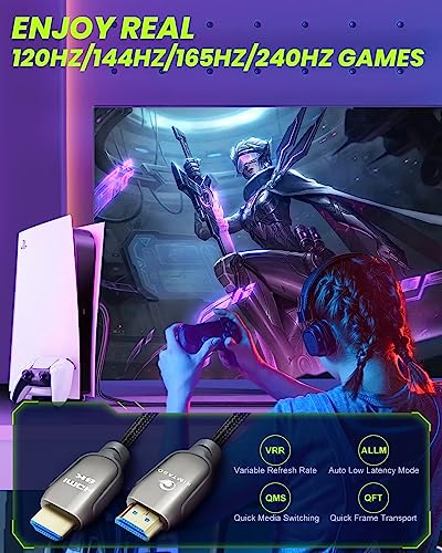 8K HDMI 2.1 Cable 6.6ft 48Gbps, Ultra High Speed HDMI Cable, 4K HD 120Hz 144Hz 2K 240Hz Gaming HDMI Cable 2.1 Certified, eARC HDCP 2.2&2.3 HDR 10+ Dolby Compatible with PS5/Xbox Series X/Apple TV 4K - size: 6.6 ft
