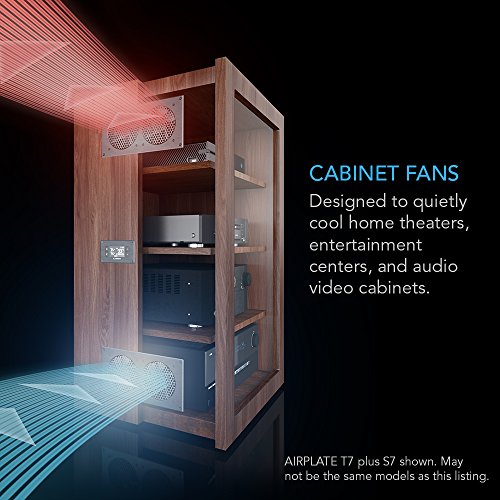 AC Infinity AIRPLATE T8, Quiet Cooling Dual-Fan System 6" with Thermostat Control, for Home Theater AV Cabinets - size: 6-Inch - Black Dual