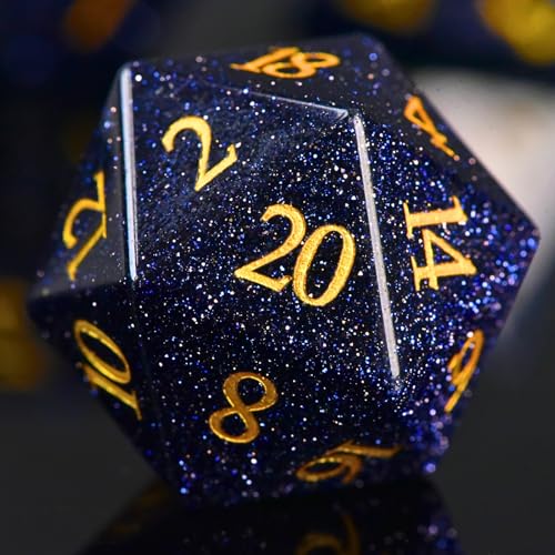 BlueSand Stone DND Dice Set with an Iron Box for DND COC Role Playing dice Games and Board Games Gift (BLUESAND Stone) - color: Bluesand Gem