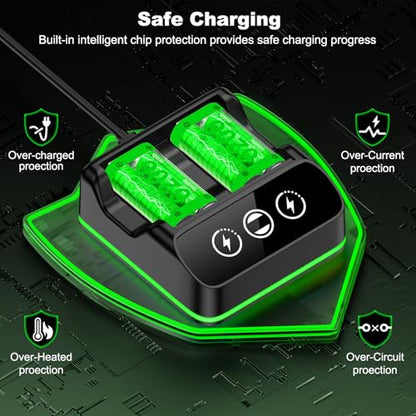 Rechargeable Controller Battery Pack Charging Station,2x6200mWh Battery Pack - style: RGB 2 Batteries Bundle