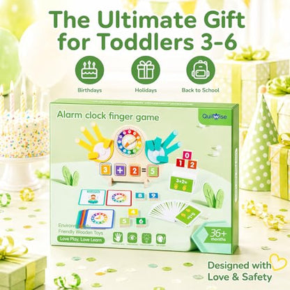 2-in-1 Math Manipulatives Number Counting Blocks Toys & Teaching Clock, Preschool Learning Activities for Toddlers 2-4, Educational Montessori Toys for 3 4 5 Year Old Boys Girls Birthday Gift