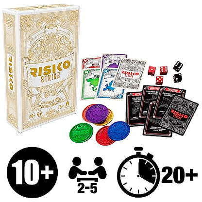 Hasbro Gaming Risk Strike Cards and Dice Game for Adults, Teens, and Kids, Quick-Playing Strategy Game, 2-5 Players, 20 Min. Average, Fun Summer Activities, Vacation Travel Essentials, Ages 10+