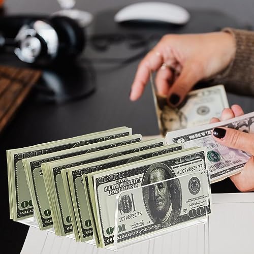Hipiwe 2-Pack Acrylic File Organizer for Sorting Mail - 5 Slots Letter Sorter Clear Desktop Bill Divider Holder for Paper Envelope Document Book Cash Money Eyeshadow Makeup Palette