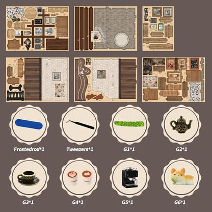 DIY Miniature Kit - 3D Puzzles for Adults & Teens, Book Nooks and Model Building Kits for Bookshelf Decor, Relaxing Craft & Unique Gift for Craft Lovers (Country Cafe)