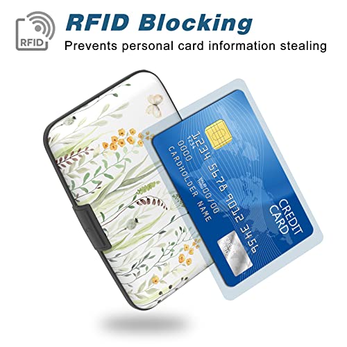 Credit Card Holder, Mini Aluminum Card Wallet RFID Blocking Slim Metal Hard Card Case for Women Men, Butterfly Flowers - color: Butterfly Flowers