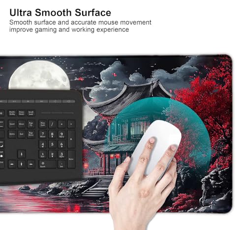 Large Mouse Pad, Desk Mat Computer Keyboard Pad Non-Slip Rubber Base Waterproof with Stitched Edges for Laptop Gaming, Office & Home 31.5 x 11.8 Inch (XL-14) - color: Xl-14