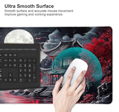 Large Mouse Pad, Desk Mat Computer Keyboard Pad Non-Slip Rubber Base Waterproof with Stitched Edges for Laptop Gaming, Office & Home 31.5 x 11.8 Inch (XL-14) - color: Xl-14