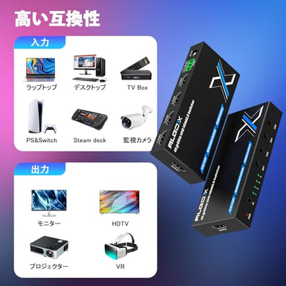 4K@60Hz HDMI Switch 4 in 1 Out 1080P@120Hz HDMI Switcher 4 Ports Selector with Remote Support 18Gbps HDR 10+ Dolby Vision/Atmos HDCP 2.2, RS232 Control