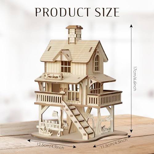 3D Wooden Puzzle for Adults, Creative Treehouse Design Model Kit | Creative Assembly Model Building Kits to Build for Adults, DIY Assembly Puzzle for Christmas,Teens Men 14+, STEM Project - style: Treehouse
