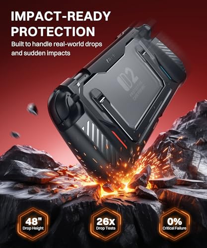 GolbinBox Hard Shell Case for Nintendo Switch 2 with Kickstand, Black | Magnetic split design, aluminum stand, military-grade protection, detachable Joy-Con covers, for travel and commuting - color: Black