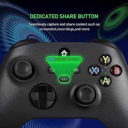 TECTINTER [Need to Upgrade Wireless Controller Compatible With Xbox One, Xbox Series X/S, Xbox One X/S、PC with 2.4GHZ Wireless Adapter Gamepad（Black） - color: Black with Audio Jack