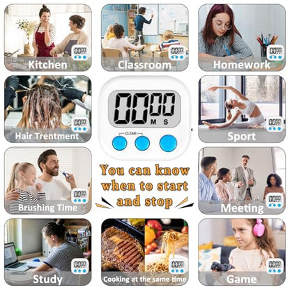 ZILLEEN Classroom Timers for Kids Classroom Magnetic Digital Kitchen Timers for Cooking Teachers Gym Game 6 Pcs - color: White & Black & Pink & Green & Orange & Purple