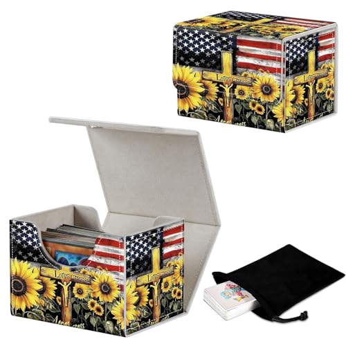 Stylish MTG Deck Box for 110+ Cards, Magnetic Commander Deck Case with Bonus Game Card Pouch, Durable Storage for TCG and Sleeved Magic Cards, American Flag - color: American Flag