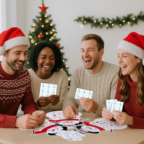 Blosssound Snowman Christmas Bingo Game for 24 Players Winter Holiday Party Supplies, Classroom Family Xmas Activities, Reusable Snowman Bingo Cards for Christmas Eve Games - style: Snowman