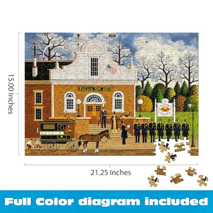 Buffalo Games - Charles Wysocki - Roll Call with a Bang - 300 Piece Puzzle | Art by Charles Wysocki, Made in USA, Easy-Grip Pieces, Recycled Board, Size: 22 x 15 in, With Poster, Frameable Art, Giftable