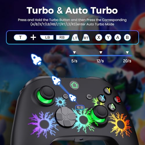 LuvYsshun Wireless Controller Compatible With Xbox One,Xbox Series X/S, Xbox One X/S, PC Windows,RGB LED Light with Rechargeable Built-in Battery,Dual Vibration/Turbo/Mappable Buttons
