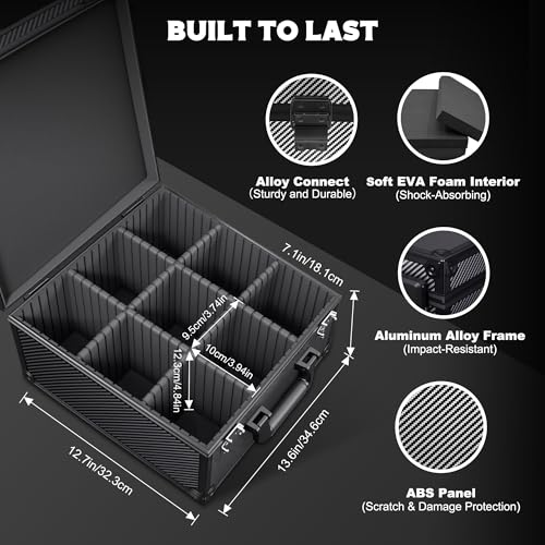Kabinka Graded Card Case, Aluminum Alloy Graded Card Storage Box | Holds 140 Card Slabs, Sports Trading Card Case with TSA Combination Lock, Fits PSA/CSG/CGC/SGC/BGS, Carbon Fibre - color: Carbon Fibre