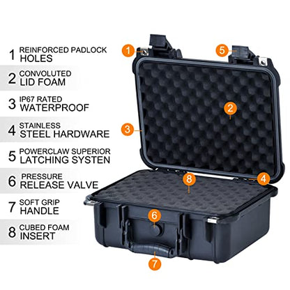 MEIJIA All Weather IP67 Waterproof Hard Camera Case,Hard Protective Case,Hard Case with Customizable Foam,Fit Use of Drones,Camera,Equipments,Pistols(Black,13.35 x11.63x5.98inches) - color: Black, size: 13.35 x11.63x5.98inches