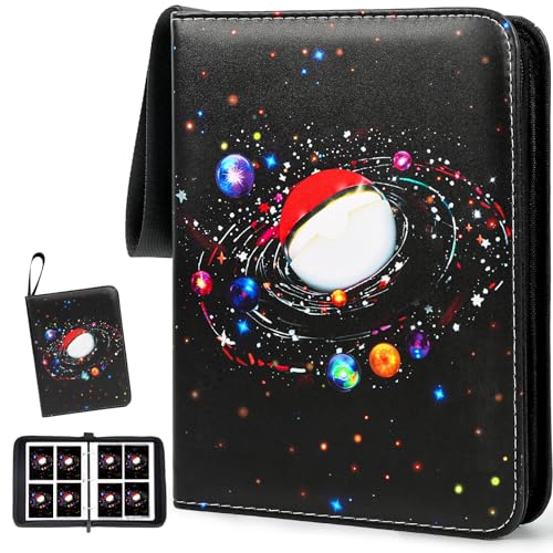 400 Pocket Trading Card Binder with 50 Removable Sleeves, Portable Zippered Card Holder, Collection Album Book Case Storage for MTG, TCG, Sports, Game Cards (Starlit Sky) - color: Starlit Sky