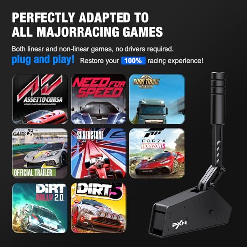PXN HB S USB Handbrake for Sim Racing, PC Racing Handbrake | Alloy Build, 16-Bit Linear Sensor, Adjustable Force & Stroke, Spring & Damping, Desk Clamp – for Windows PC
