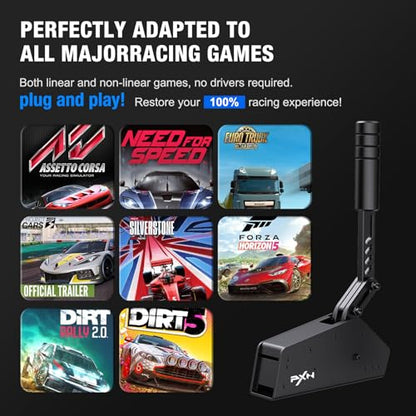 PXN HB S USB Handbrake for Sim Racing, PC Racing Handbrake | Alloy Build, 16-Bit Linear Sensor, Adjustable Force & Stroke, Spring & Damping, Desk Clamp – for Windows PC