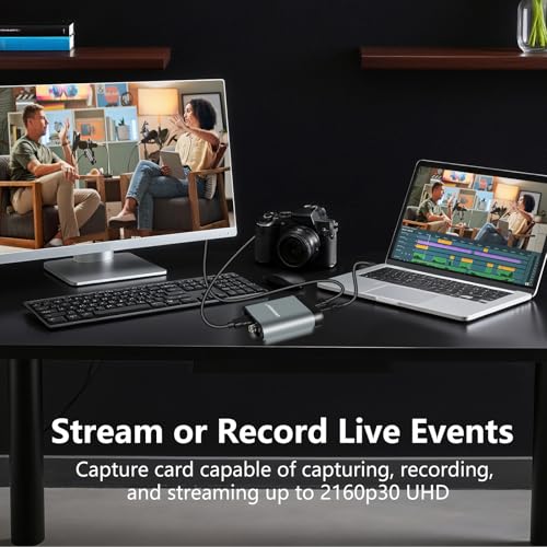 4k HDMI SDI Video Capture Card, 4K30 HDMI to USB 3.0 Capture Card for Streaming Work with Camera/Xbox/PS4/PS5/PC/OBS
