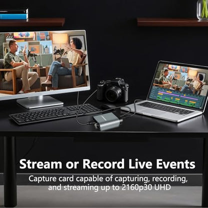 4k HDMI SDI Video Capture Card, 4K30 HDMI to USB 3.0 Capture Card for Streaming Work with Camera/Xbox/PS4/PS5/PC/OBS