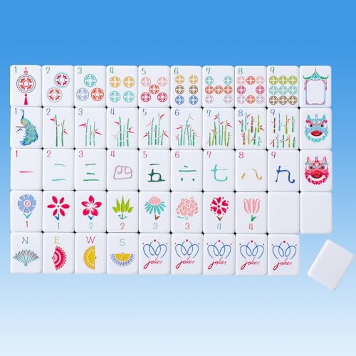160 Engraved American Mahjong Game Set with Carrying Bag and Accessories, 1.2’’ Mahjong Tile Set - color: 1-white