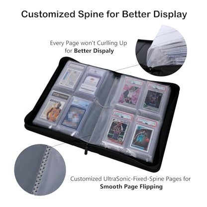 PSA Slab Binder, Holds 40 PSA-Sized Graded Card Slabs | Stores 40 PSA-sized slabs with 4-pocket top-loading pages and included sleeves for graded card protection.