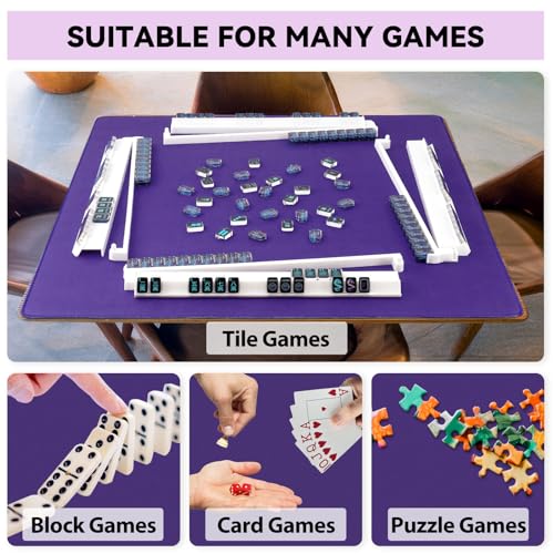 31.5'' Purple Mahjong Mat for Table, Non-Slip Noise Reduction Gaming Mat | Classic Gaming Mat with Carrying Bag for Mahjong, Poker, Card, Domino, Board Games, Dominoes,Cards & Tile Games - color: Royal Purple